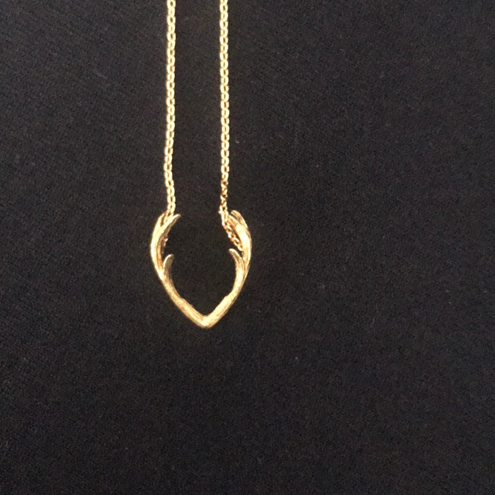 Sweet and Petite Gold 6 Point Antler 16”Necklace